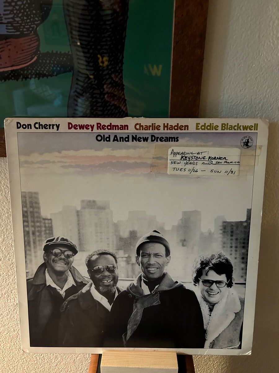 First Old and New Dreams album, really loving it. I’ve been on a Don Cherry kick and this really hits. Re: the weird note on the cover: Longtime Bay Area jazz heads will fondly remember Keystone Korner in SF. Closed two years before I was born. So I don’t. Sorry.