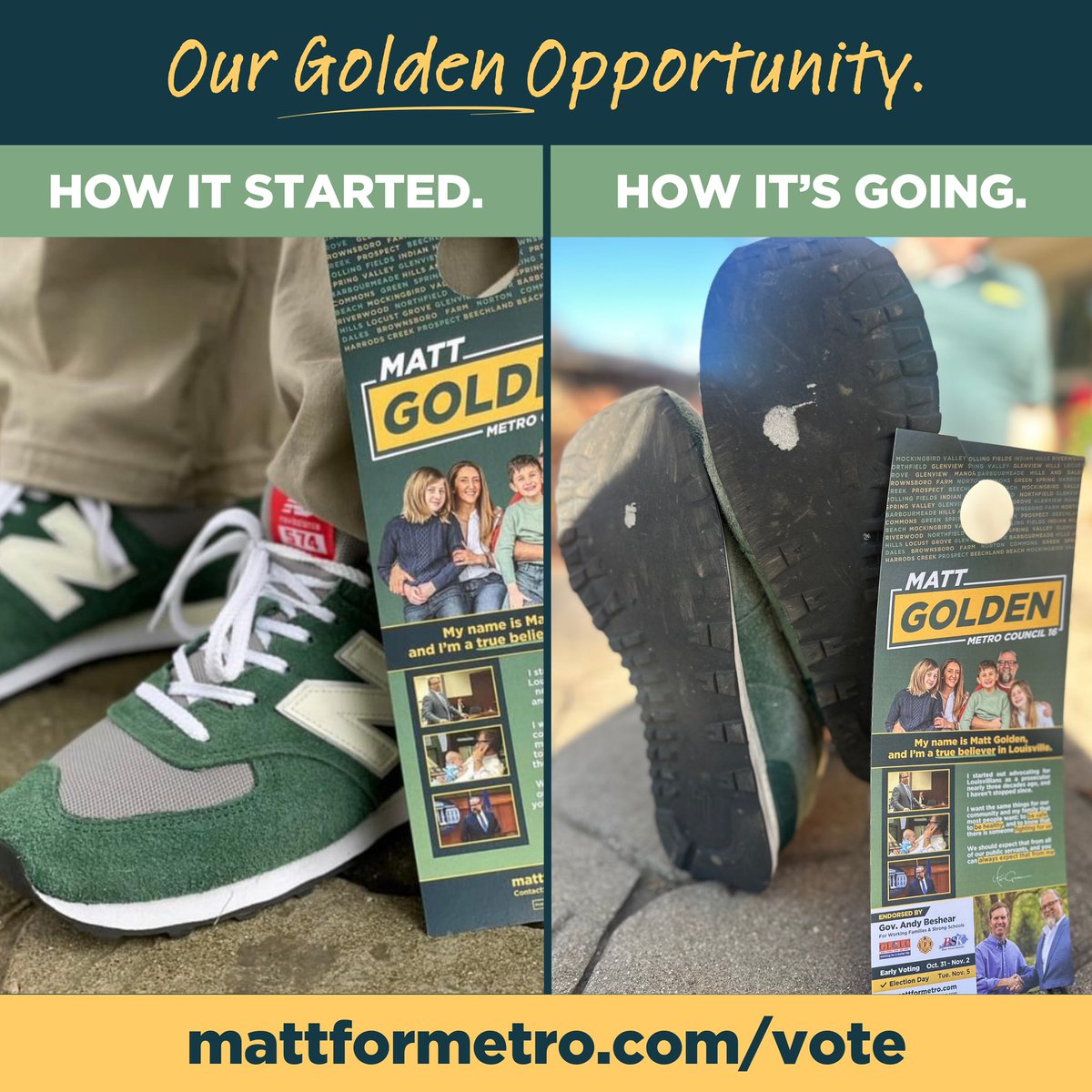 Thousands of doors. Thousands of conversations with neighbors. Hundreds of miles walked by our team. Over the past year, we’ve been humbled by everyone welcoming us onto their doorsteps and into their homes. This is #OurGoldenOpportunity for District 16 - let’s make it happen!