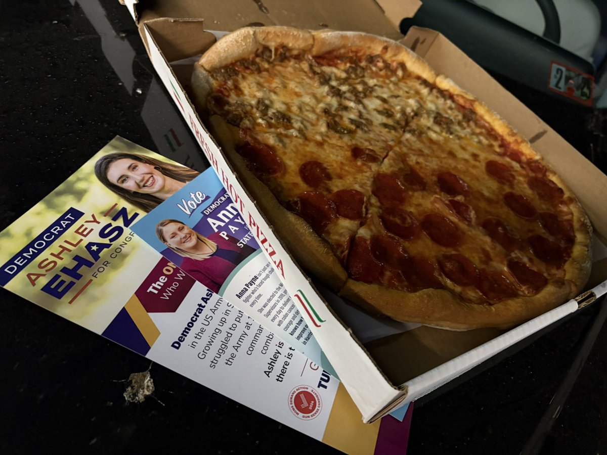 Solid 6 hours today driving all around the 142nd in lower Bucks chasing folks that still haven’t gotten their mail in ballots. I earned these pizza calories. Chase every vote and finish strong! Two more days