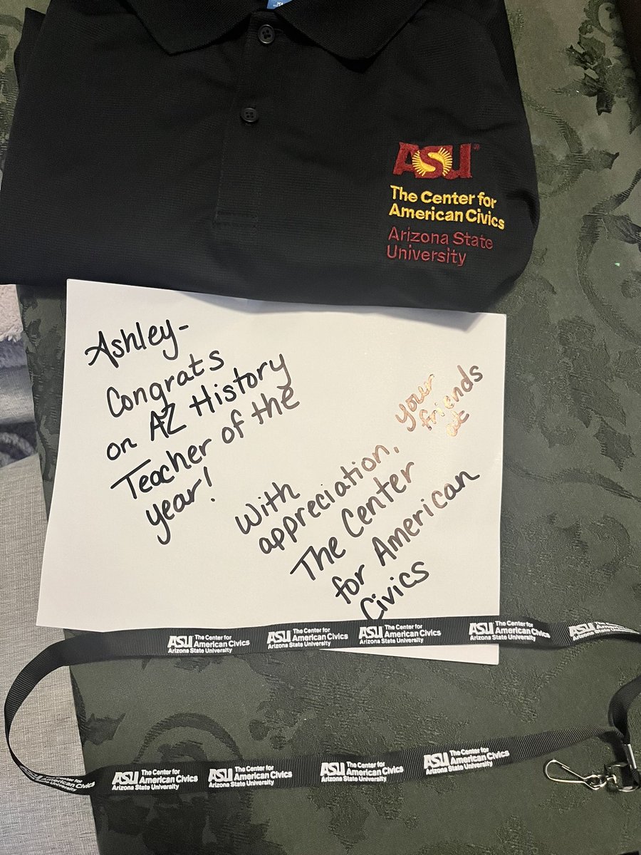Thank you <a href="/ASUCivics/">Center for American Civics at ASU</a> for the great polo and lanyard! I will wear it with pride as an “adopted” civics Sun Devil <a href="/Gilder_Lehrman/">The Gilder Lehrman Institute of American History</a> <a href="/Saguaro_HS/">Sabercat Nation</a> #AZHistoryTeacheroftheYear #GLHTOY
