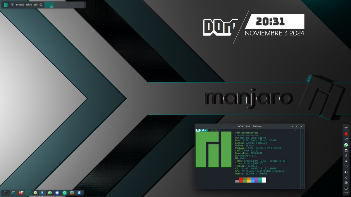 4Sentinell's tweet photo. Una nueva semana termino, el #IIISeminarioAnualGNULinux inicio y esperemos que se sigan sumando amigos que quieran aprender sobre nuestro querido #Opensource y #softwarelibre. 

Que tengan un excelente inicio de semana.

#Manjaro
#EnjoyTheSimplicity https://t.co/LjdRGAmJ6c