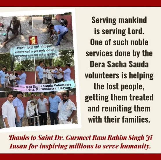 ThisIsMohit777's tweet image. Dera Sacha Sauda volunteers help mentally disturbed people by providing medical care and reuniting them with their family!
Dera Sacha Sauda is an organization of millions that works day and night for the betterment of society!

#MissionToUniteFamilies 
Saint Dr MSG Insan
