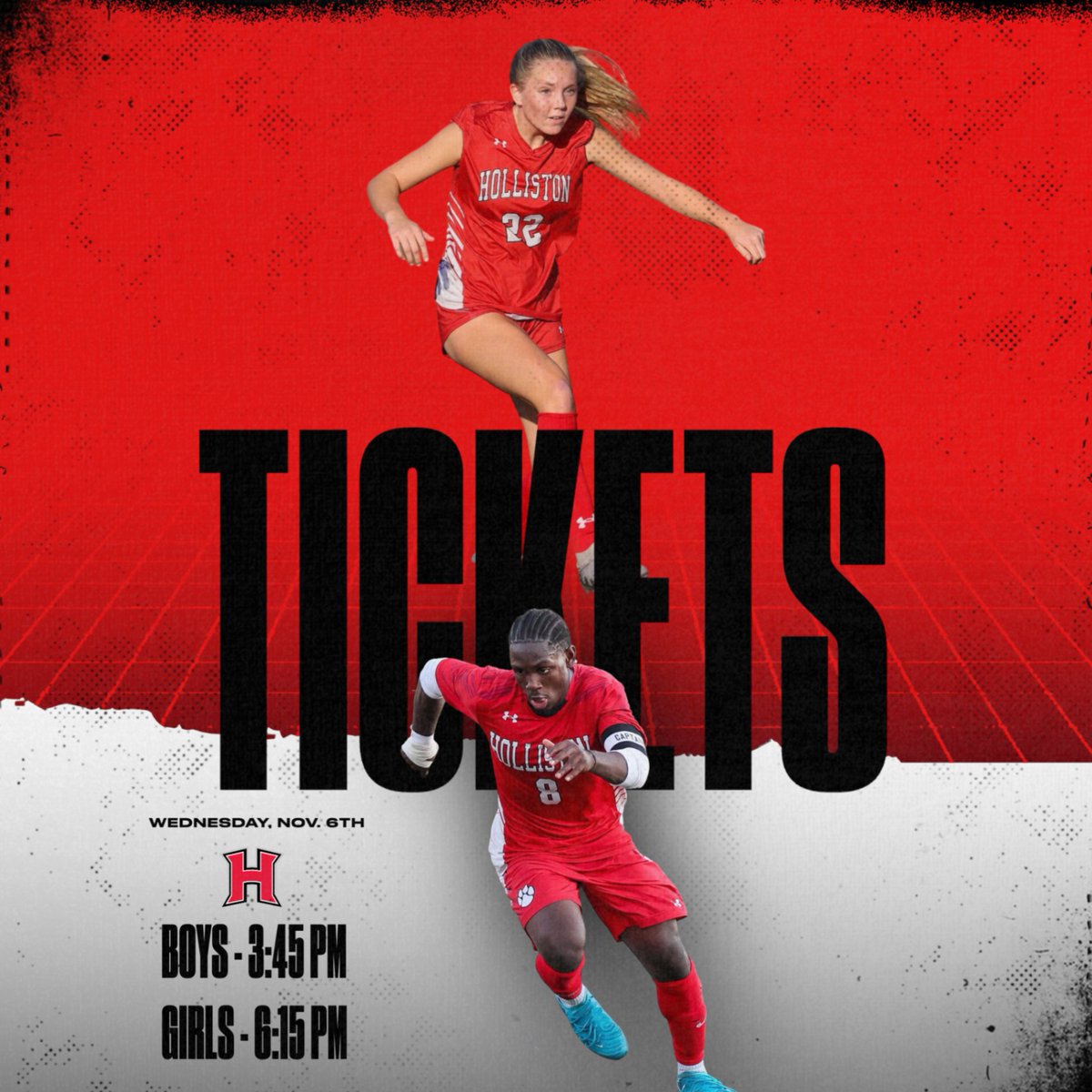 HollistonAD's tweet photo. Individual tickets and day passes for the Boys &amp; Girls Varsity Soccer playoff double header this Wednesday are on sale now! Buy at the following link or search "Holliston" on https://t.co/1JWDmgG5DM #GoPanthers
https://t.co/4l9XeTH0tB https://t.co/T1KDLuBdU5