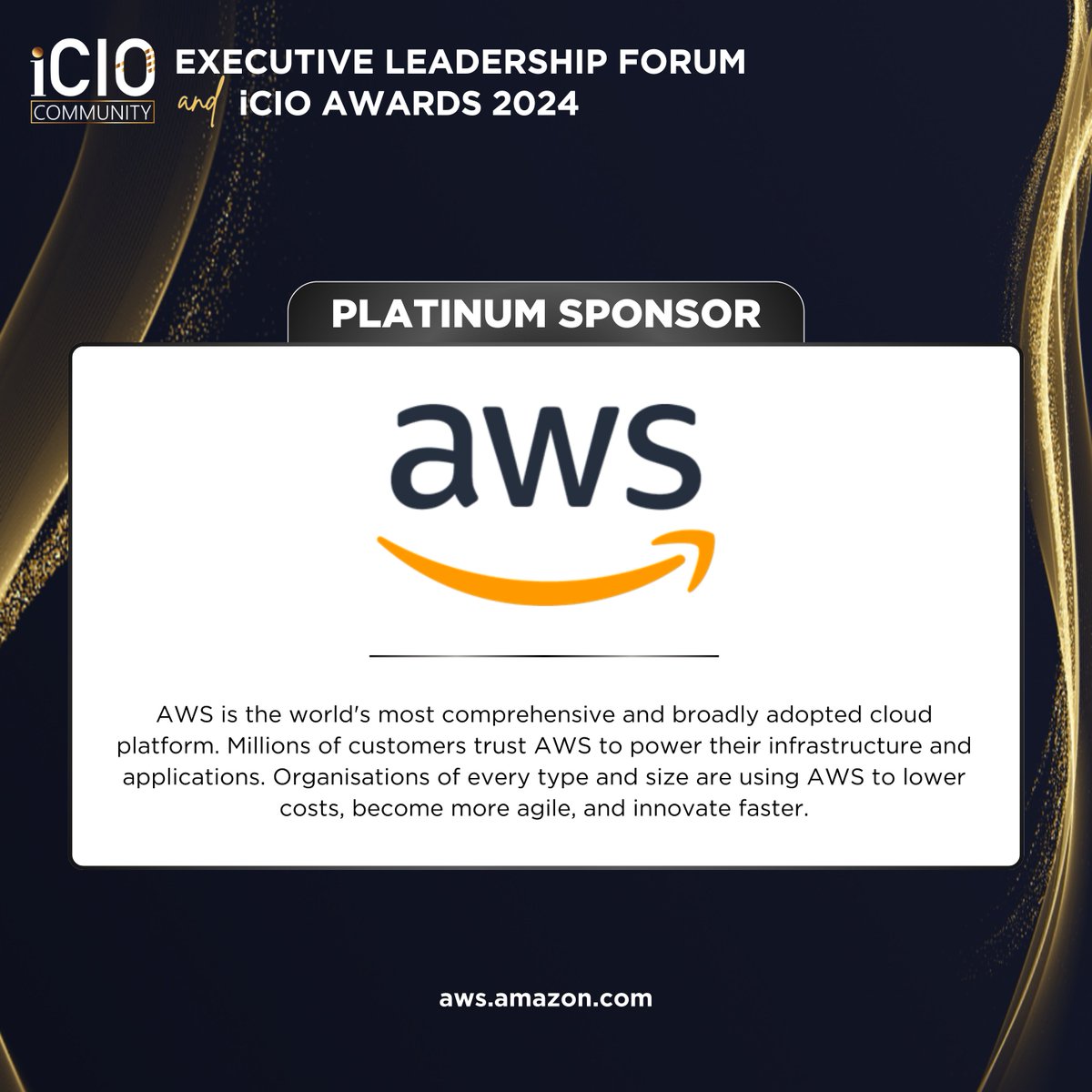 iCIOCommunity's tweet image. Proudly introducing Amazon Web Services (AWS), Hewlett Packard Enterprise (HPE), and Newgen as Platinum Sponsors for Executive Leadership Forum and iCIO Awards 2024!

#iCIOCommunity #iCIOAwards #ELF2024