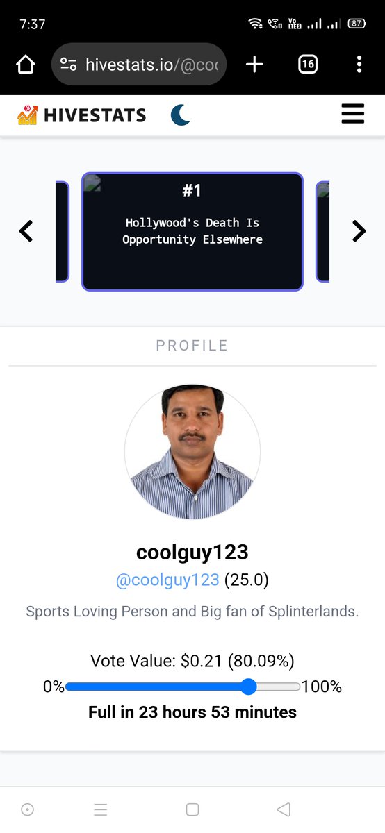 raghave70161237's tweet image. Here is mine:
#statssunday #inleo #leofinance #hive