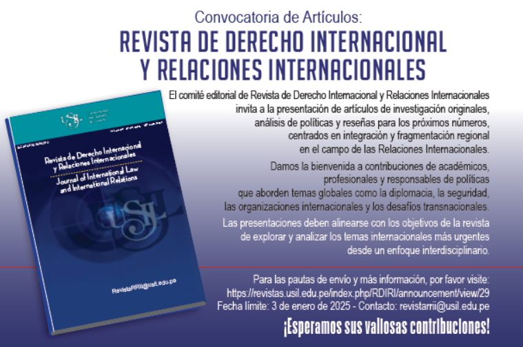 rayfreddy's tweet photo. Como integrante del Comité Científico Internacional de la Revista de Derecho Internacional y Relaciones Internacionales de la Universidad San Ignacio de Loyola @_USIL en Lima, Perú. Les hago llegar el primer llamado para enviar artículos:
https://t.co/LBJnLy7rPE 👇#callofpapers https://t.co/8G4h3YLJSd