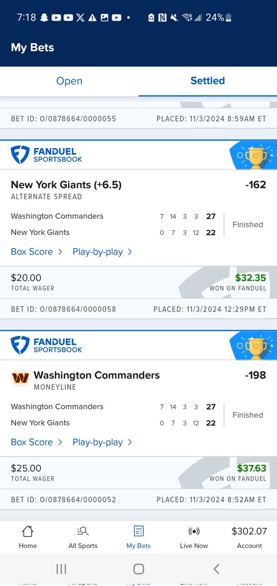 Big wins today 🙌 

Hmu if you're tryna make some money 💰 

#nfl