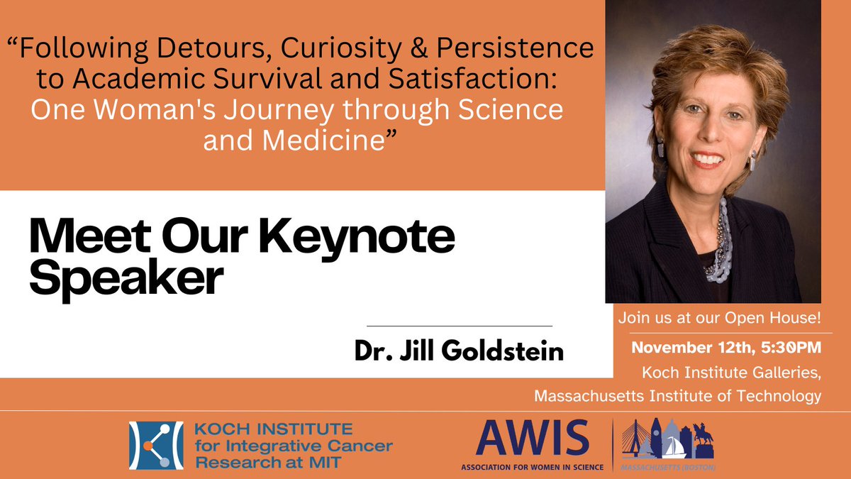 Join us at MASS AWIS Open House 2024, featuring Dr. Jill Goldstein! <a href="/JillMGoldstein/">Jill M. Goldstein, Ph.D</a> 
Nov 12 at <a href="/kochinstitute/">Koch Institute at MIT</a> 
"Following Detours, Curiosity &amp; Persistence to Academic Survival and Satisfaction: One Woman's Journey through Science and Medicine". 
Register: tinyurl.com/5dhj9jr