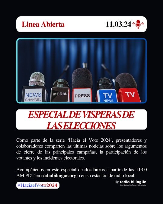 radiobilingue's tweet photo. ⁦@radiobilingue⁩ cubriendo el voto tempranero y las voces de los latinos en esta crucial elección. Pase la voz! https://t.co/ctfEeqRqWR