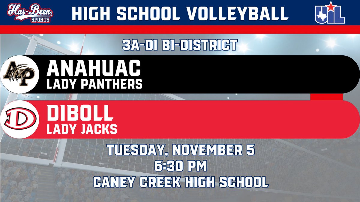 AshlyElamSports's tweet photo. Anahuac will open the 3A-DI volleyball playoffs against Diboll Tuesday at Caney Creek. #txhsvb https://t.co/cG2GjFanVG