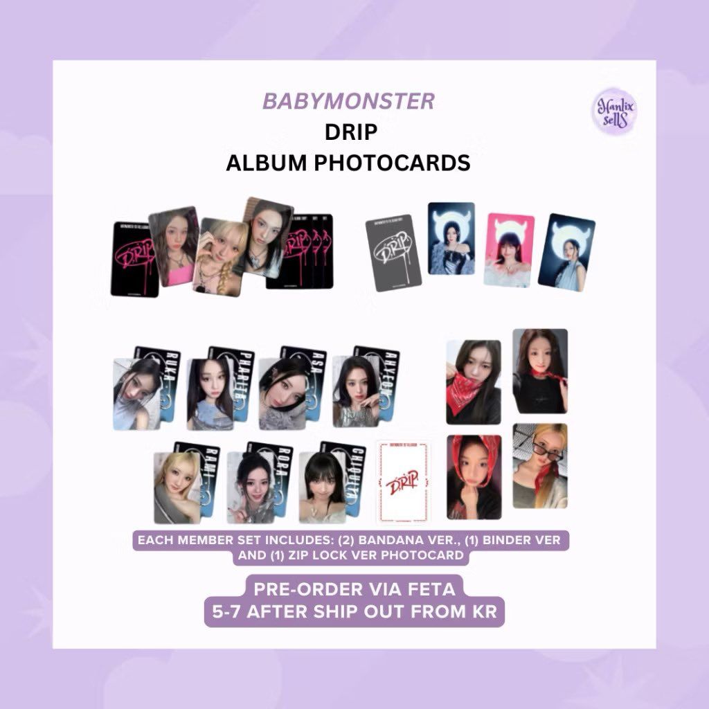 BABYMONSTER DRIP ALBUM PHOTOCARD 1ST FULL ALBUM BANDANA LIMITED