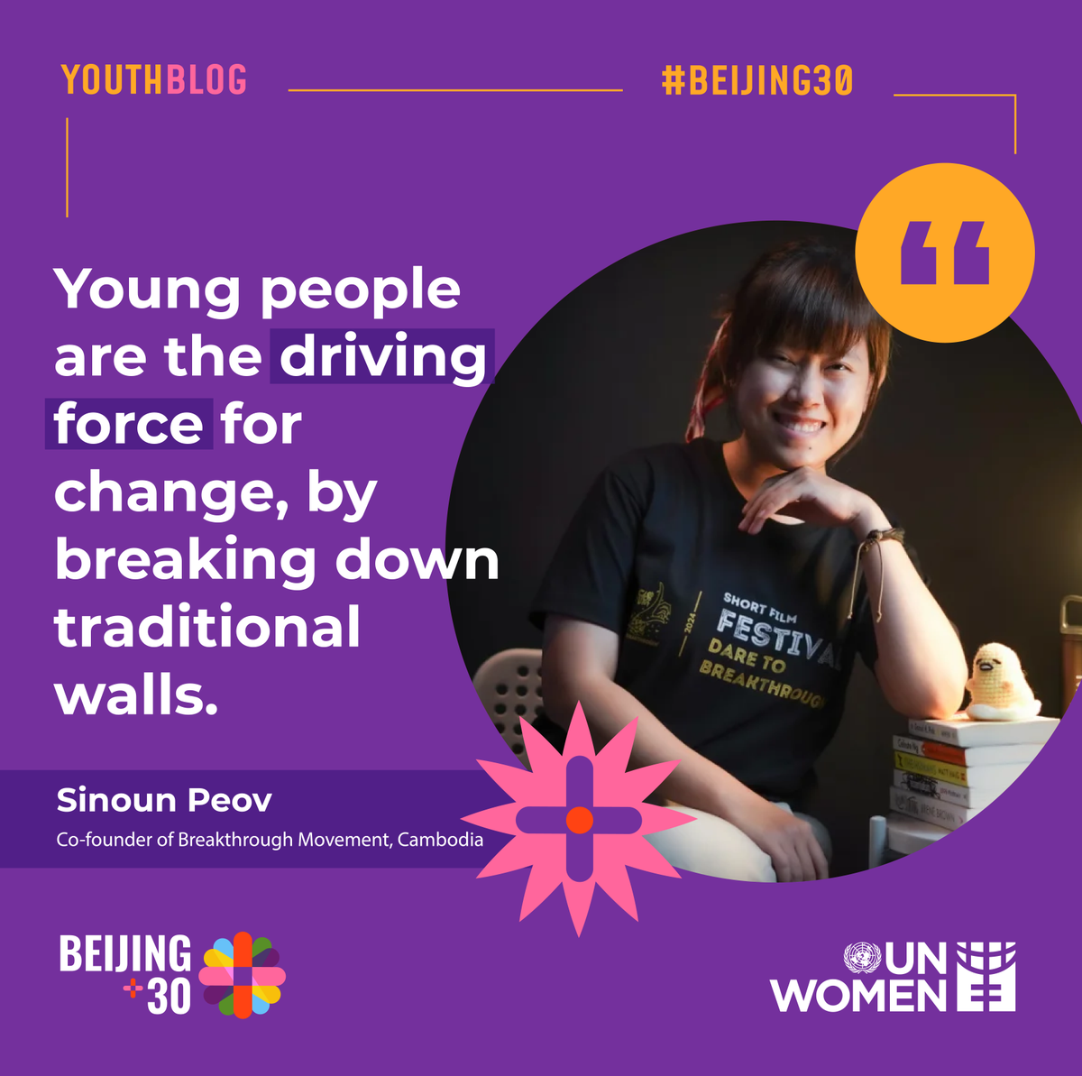 unwomenasia's tweet photo. 🇰🇭 "Deeply rooted gender norms in Cambodia still hold women and girls back, but young people are breaking down traditional walls," says Sinoun Poev.
🔗 Read more in the #Beijing30 #YouthBlog: https://t.co/b1nuZkjATm https://t.co/x61Fqq8OMs