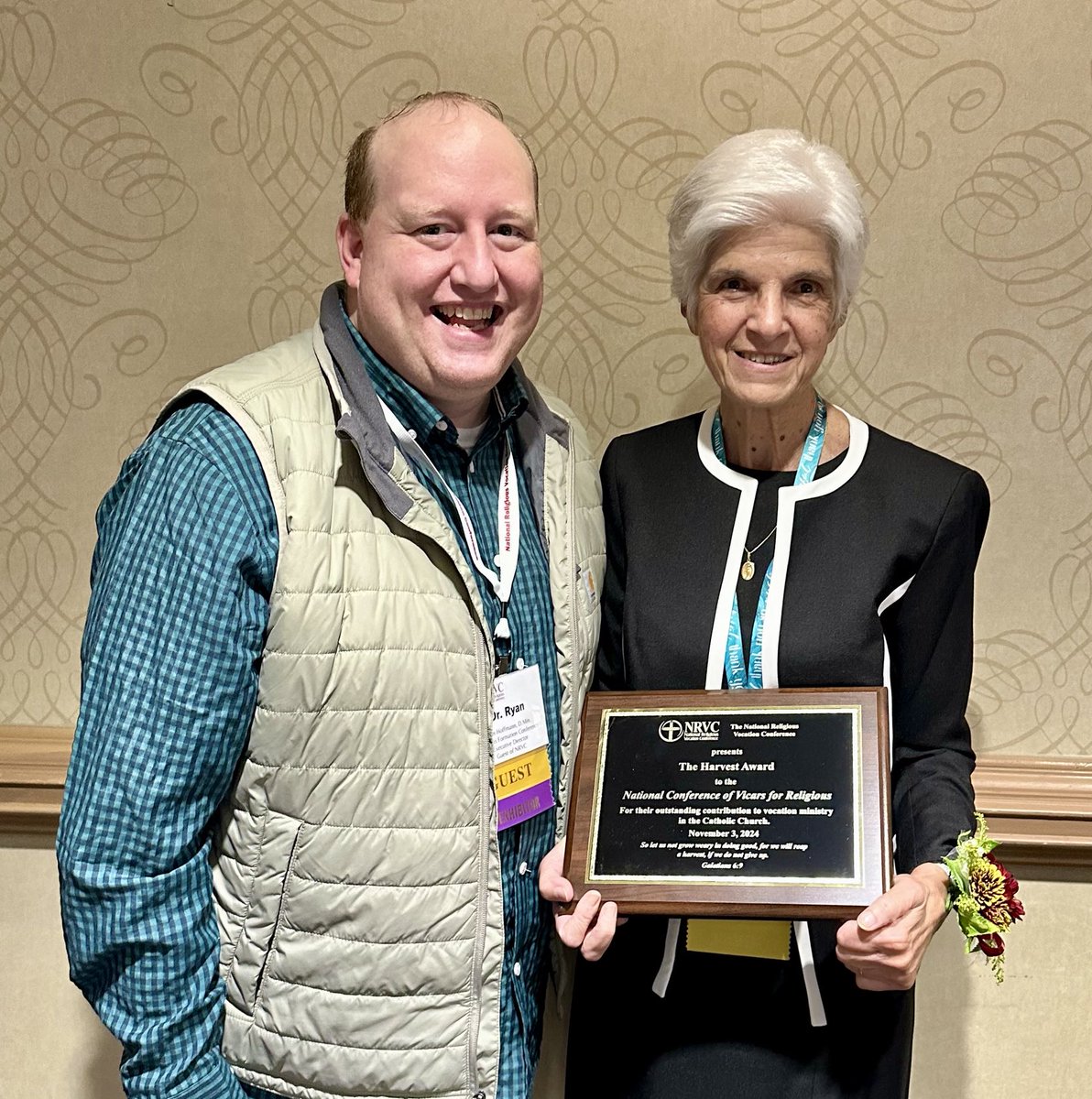 Congratulations to the National Conference of Vicars for Religious &amp; Maryann Lopiccolo, SC, President, on receiving the Harvest Award at #NRVC2024. Sister Maryann is a wonderful supporter of our work at the RFC. Congratulations, friend!
