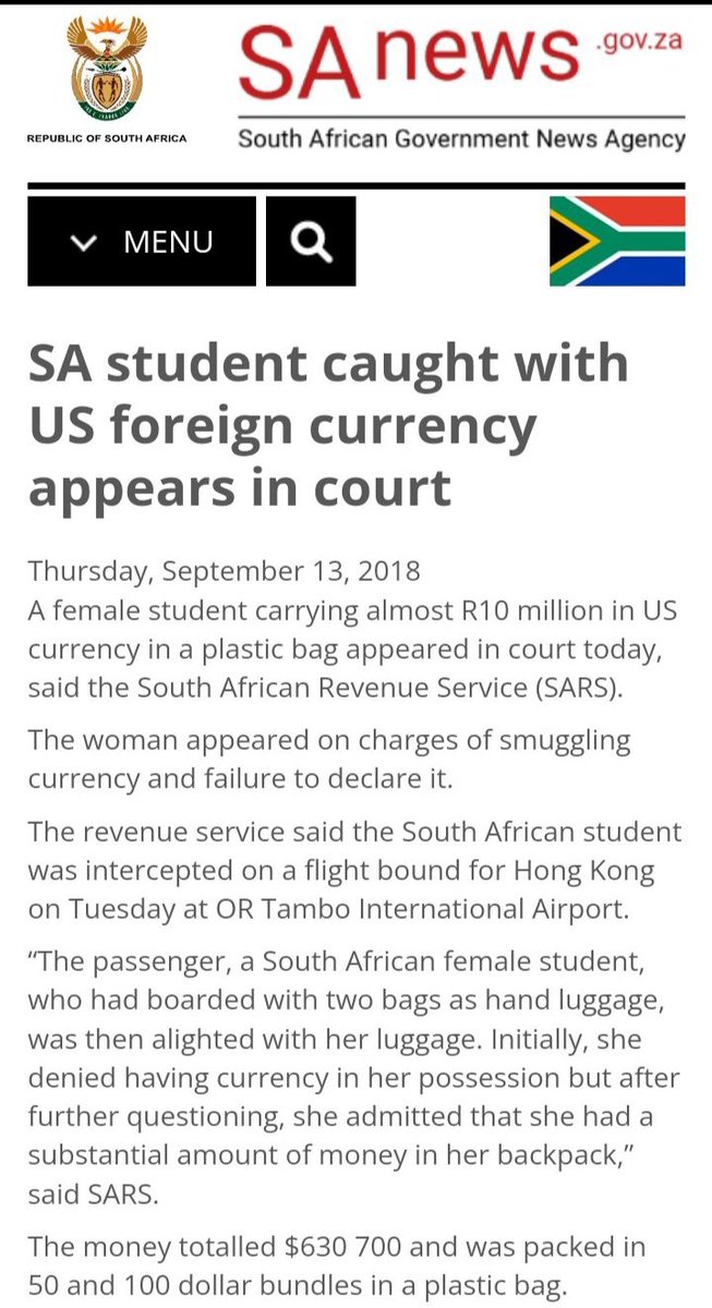 Penetrater's tweet photo. @themankhosi @TorrioSiya Student caught with US dollars 🔴 vs 🔴 President Ramaphosa with dollars.

Where is justice in South Africa?    #thinking 🤔 https://t.co/6emksAneq1