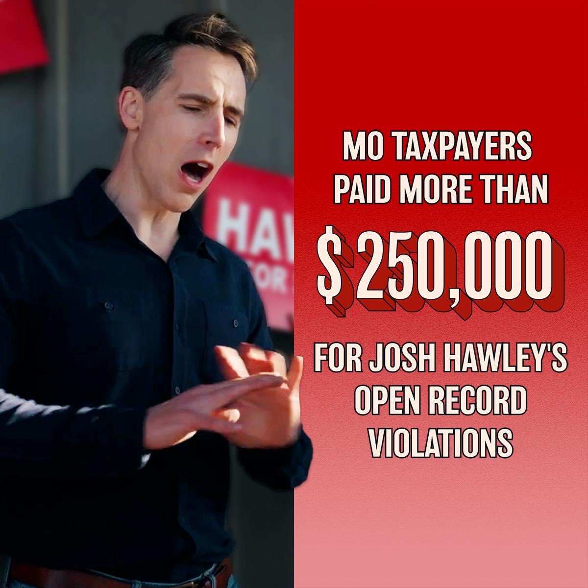 Josh Hawley broke the law — and he made Missouri taxpayers pay for it. We can't afford another six years of Hawley.
