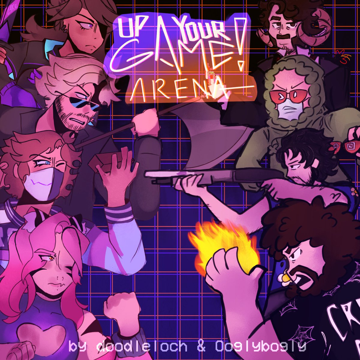 aerodyssey's tweet photo. me and oogs finally finished so here it is

WELCOME TO UP YOUR GAME ! ARENA
a fighting game au with all our favorite ccs !!

— tags (oh boy)
#ranboofanart #moonzyfanart #alpharadart #jaidenart #schlattfanart #KwiteNice #wendigoon #meatcanyon https://t.co/QjLy9Y7Ovf