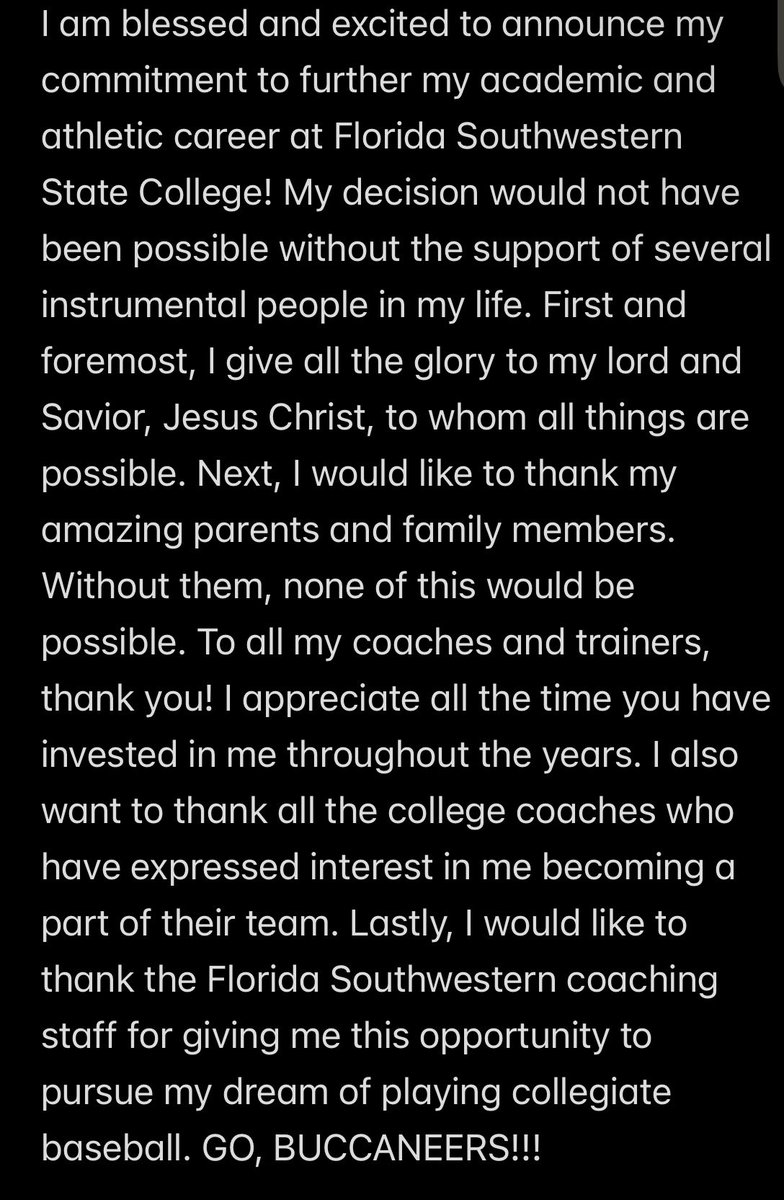 Committed!! <a href="/FSWBucs/">Florida SouthWestern Buccaneers</a>