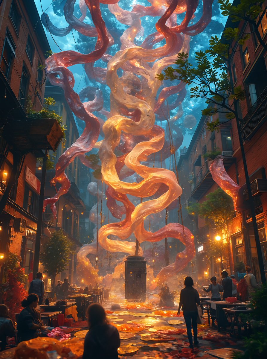 CyberGenixAi's tweet photo. Experience The Weave of Voices, an immersive installation transforming urban spaces into vibrant tapestries of stories &amp; cultural identities! 🧵 Interactive threads unlock audio narratives &amp; connect us to shared experiences. #Cybergenix #AIart #PublicArt #CommunityArt https://t.co/cay1yQzlgS