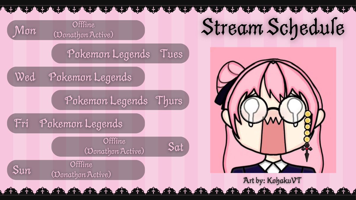 kittyvaniaVT's tweet photo. Stream schedule for 11/4 - 11/10!
BIRTHDAY DONATHON WEEK 1
Tags~
Gen:#KatarinaRune
Live: #RuneLIVE
Clips: #KataClips
Art: #RunieArt
Art by @KohakuVT https://t.co/14qKzfkjDp