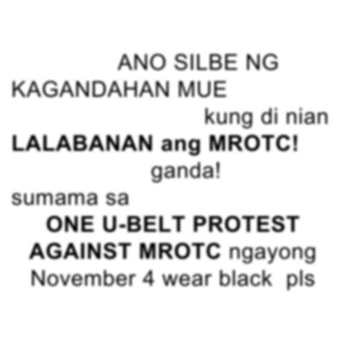 ABFEUSHS's tweet photo. SUMAMA SA ONE U-BELT PROTEST AGAINST MROTC! https://t.co/CzQWj4yzFn