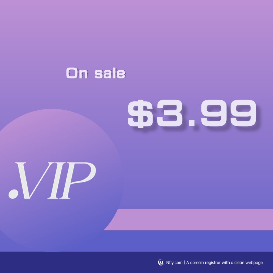 Nflydomain's tweet photo. 🔥 .VIP - Just $3.99 for Your First Year, Expires Nov 30! 🔥

Elevate your online game with .VIP. Act now, offer's end is near! 

➡️ https://t.co/6wmuAqKDEm https://t.co/E8UBtzmW59