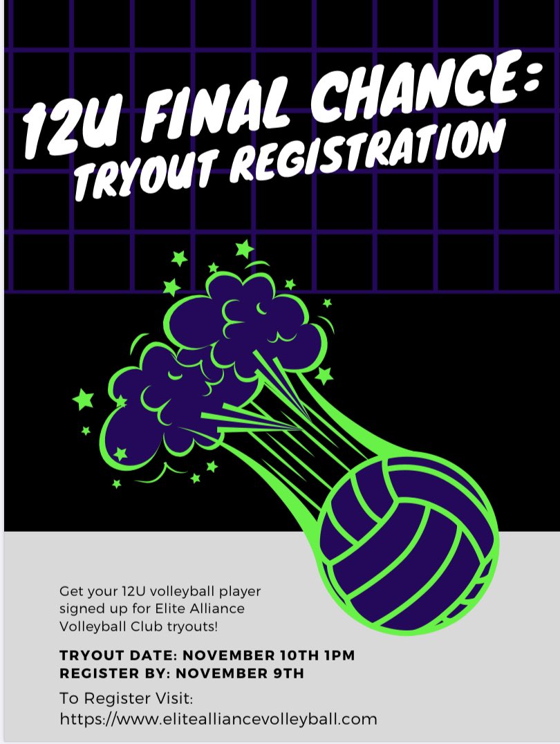 Don’t miss your chance to tryout for our 2025 12U teams.