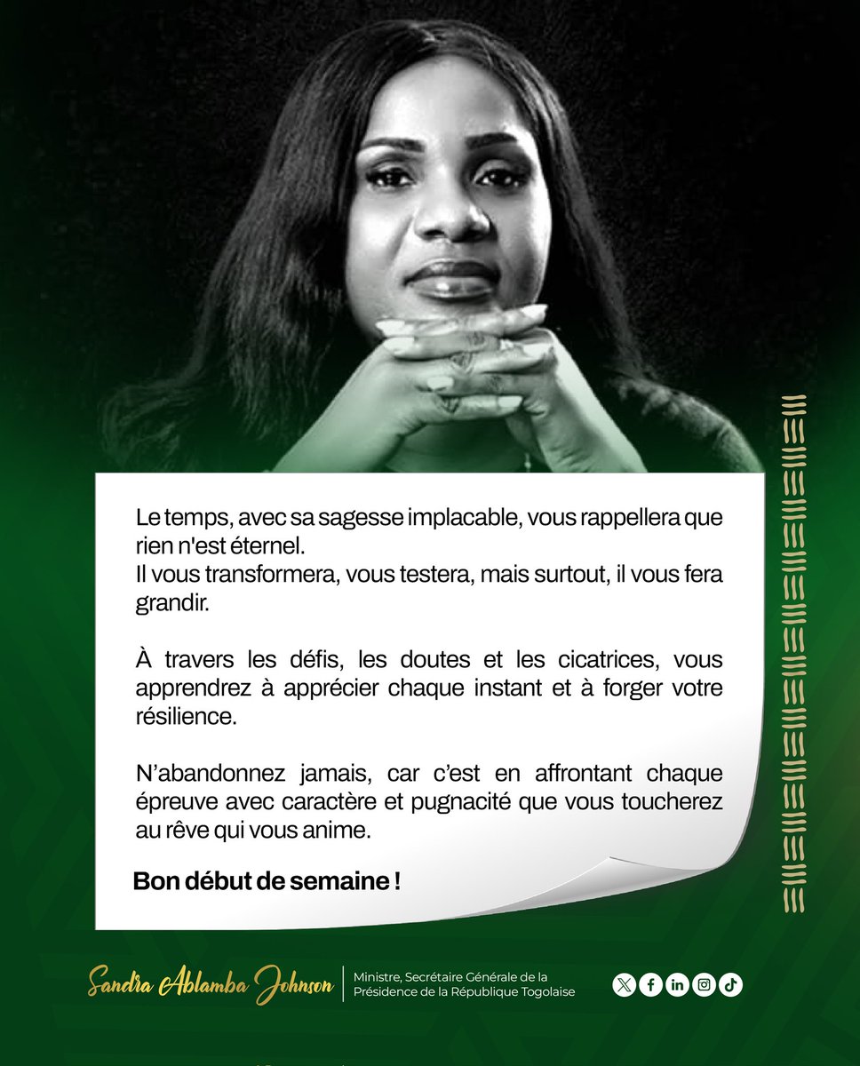 Le temps, avec sa sagesse implacable, vous rappellera que rien n'est éternel. 
Il vous transformera, vous testera, mais surtout, il vous fera grandir. 

À travers les défis, les doutes et les cicatrices, vous apprendrez à apprécier chaque instant et à forger votre résilience.