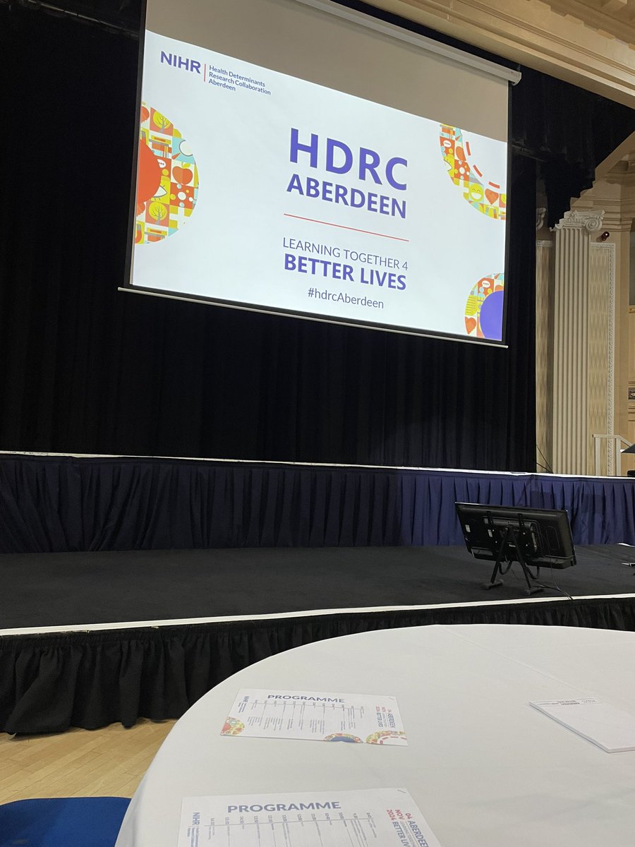 Ready to be inspired in a ballroom on a Monday morning‼️

At the Learning Together 4 Better Lives event in Aberdeen. 

👂 about Health Determinants Research Collaboration work across the city. Packed programme including  session on Place &amp; Wellbeing (of course🤷‍♀️😊)
#hdrcAberdeen