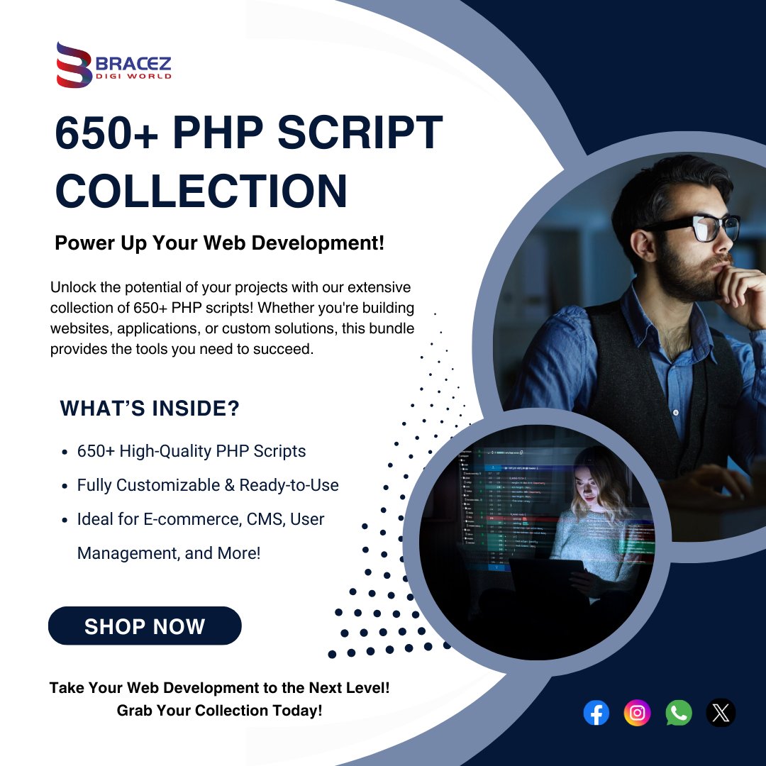 IBracez's tweet image. superprofile.bio/vp/66d810c75da…
650+ PHP Script Collection! 🚀 Fully customizable scripts for all your web development needs. Ideal for e-commerce and more. Get yours today! #PHPScripts #WebDev #Coding