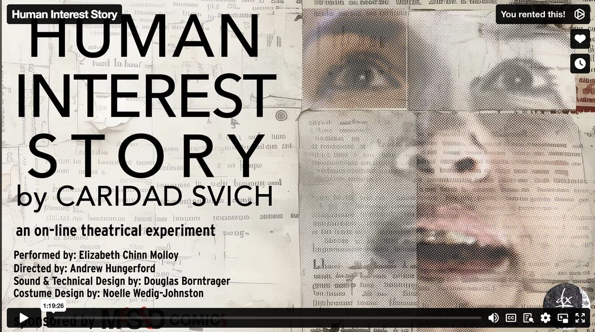 Queen <a href="/Csvich/">Caridad Svich</a> has one of her plays on Vimeo atm and you need to treat yoselves. Exhilarating, topical, scabrously funny, breathtakingly moving.Go gorge. On Vimeo now, all profits go to artists.