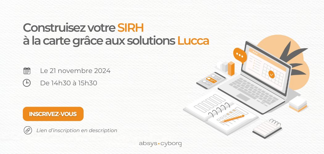 [#Webinar] Construisez un SIRH sur-mesure grâce aux solutions Lucca 💼

📅 Le 21 novembre à 14h30

Inscrivez-vous dès maintenant ➡️ urlr.me/YVfwX

#SIRH #GestionRH #Lucca