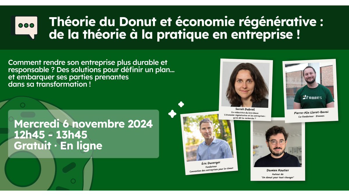 La théorie du donut et l’économie régénérative : des concepts inspirants mais trop flous pour embarquer en entreprise ? 🍩

Participez à notre webinaire pour tout comprendre à ces notions dans le cadre de votre organisation : 2tonnes.org/inscription-we…