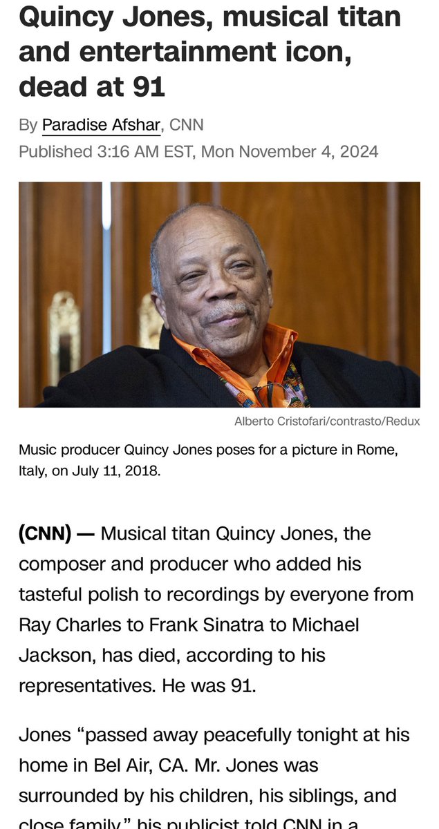 One of the biggest Giants in the music business is gone the goat the trailblazer Quincy Jones, rest in peace
