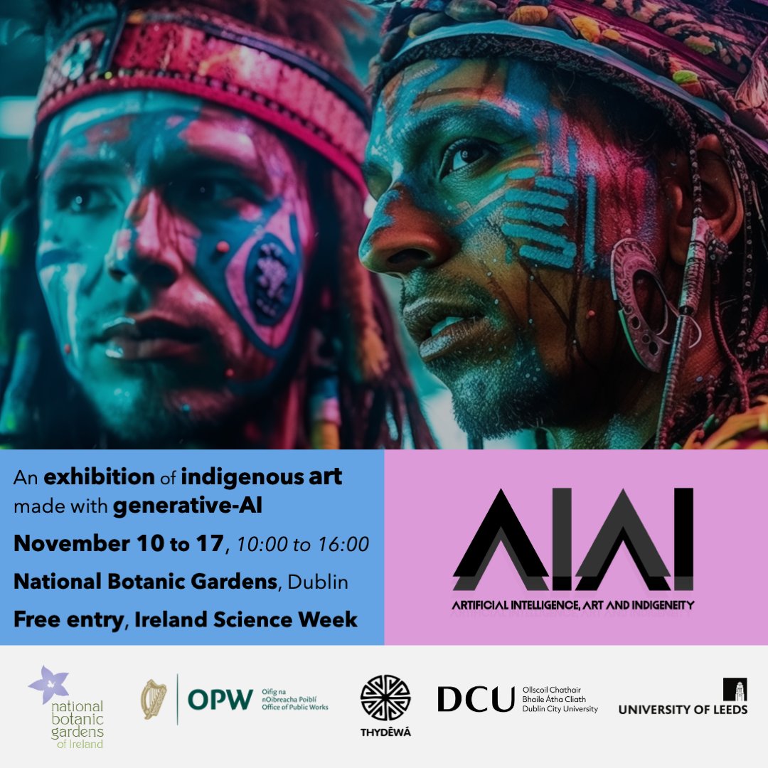Dublin City University (@dcu) on Twitter photo Dr Andreas Rauh <a href="/andreas_rauh/">Andreas Rauh</a> from <a href="/DCU_SoC/">School of Comms DCU</a> is hosting an exhibition based on his AIAI (Artificial Intelligence, Art, and Indigeneity) research project at the National Botanic Gardens for <a href="/ScienceWeek/">Science Week Ireland</a> from the 10th to the 17th of November.
More info: launch.dcu.ie/3NNV4fS Dr Andreas Rauh <a href="/andreas_rauh/">Andreas Rauh</a> from <a href="/DCU_SoC/">School of Comms DCU</a> is hosting an exhibition based on his AIAI (Artificial Intelligence, Art, and Indigeneity) research project at the National Botanic Gardens for <a href="/ScienceWeek/">Science Week Ireland</a> from the 10th to the 17th of November.
More info: launch.dcu.ie/3NNV4fS