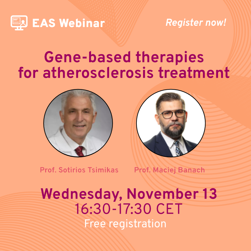 🔉🧑‍🎓👨‍🎓We listen to our members and respond quickly to their needs. Register now for this upcoming webinar: eas.to/WebNov13Reg. 
We’ll explore gene-based drug approaches that promise earlier, more effective treatments for atherosclerotic cardiovascular disease. Topics include