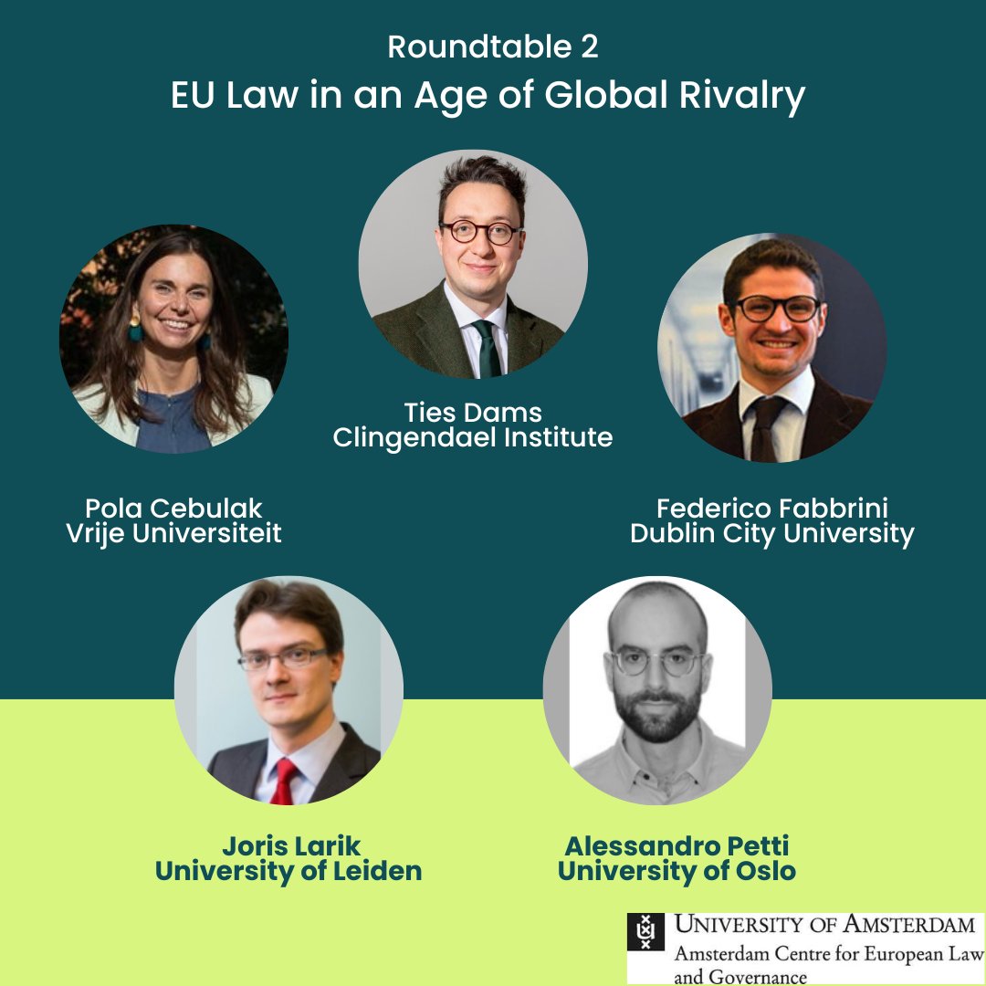 Amsterdam Centre for European Law and Governance (@acelg_uva) on Twitter photo Threats and Awakening? How Geopolitics & Security Change the EU and its Law, 28-29 November.
Our 2nd roundtable will explore how EU Law changes in an age of enhanced Global Rivalry. W/<a href="/JorisLarik/">Joris Larik</a>, <a href="/polatoja/">Pola Cebulak</a>, Alessandro Petti, Ties Dams, Federico Fabbrini.
acelg.uva.nl/content/events… Threats and Awakening? How Geopolitics & Security Change the EU and its Law, 28-29 November.
Our 2nd roundtable will explore how EU Law changes in an age of enhanced Global Rivalry. W/<a href="/JorisLarik/">Joris Larik</a>, <a href="/polatoja/">Pola Cebulak</a>, Alessandro Petti, Ties Dams, Federico Fabbrini.
acelg.uva.nl/content/events…