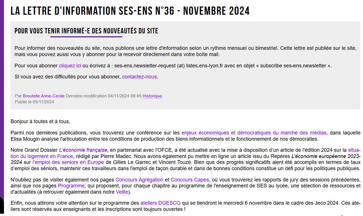 SES-ENS (@ses_ens) on Twitter photo La newsletter n° 36 de <a href="/ses_ens/">SES-ENS</a> est en ligne : ses.ens-lyon.fr/nous-suivre/le…
🔎Au programme : marché des médias, situation du logement en France, emploi des seniors en Europe et programme des Jeco 2024.
📷Bonne reprise à toutes et tous !
<a href="/eduscol_SES/">éduscol SES</a>
<a href="/_APSES_/">L'APSES quitte X | Rdv sur @apses.bsky.social</a>
#SES #SitesExperts La newsletter n° 36 de <a href="/ses_ens/">SES-ENS</a> est en ligne : ses.ens-lyon.fr/nous-suivre/le…
🔎Au programme : marché des médias, situation du logement en France, emploi des seniors en Europe et programme des Jeco 2024.
📷Bonne reprise à toutes et tous !
<a href="/eduscol_SES/">éduscol SES</a>
<a href="/_APSES_/">L'APSES quitte X | Rdv sur @apses.bsky.social</a>
#SES #SitesExperts