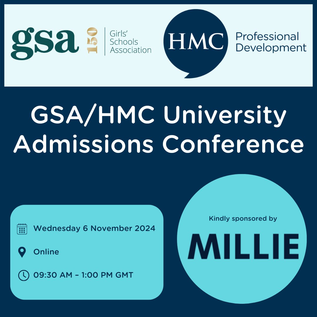 HMCPD (@hmcpd) on Twitter photo You're not too late to book for the <a href="/HMCPD/">HMCPD</a> & <a href="/GSAUKPD/">GSA PD</a> University Admissions Conference on Wednesday: buff.ly/3Y4AIUq Hear about the future at universities from <a href="/HEPI_news/">Higher Education Policy Institute</a> <a href="/ucas_online/">UCAS</a> <a href="/UniGuyDavid/">David Hawkins</a> <a href="/imperialcollege/">Imperial College London</a> <a href="/Cambridge_Uni/">Cambridge University</a> <a href="/durham_uni/">Durham University</a> <a href="/ucl/">UCL</a> & our sponsor <a href="/milliegroup/">Millie</a> You're not too late to book for the <a href="/HMCPD/">HMCPD</a> & <a href="/GSAUKPD/">GSA PD</a> University Admissions Conference on Wednesday: buff.ly/3Y4AIUq Hear about the future at universities from <a href="/HEPI_news/">Higher Education Policy Institute</a> <a href="/ucas_online/">UCAS</a> <a href="/UniGuyDavid/">David Hawkins</a> <a href="/imperialcollege/">Imperial College London</a> <a href="/Cambridge_Uni/">Cambridge University</a> <a href="/durham_uni/">Durham University</a> <a href="/ucl/">UCL</a> & our sponsor <a href="/milliegroup/">Millie</a>