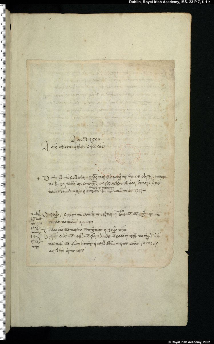 Our Manuscript of the Week is a volume of the Annals of the Four Masters (RIA MS 23 P 7). This volume covers the year 1500-1616: third &amp; final vol. of the Louvain set. You can read more about Annals and find links to the digital copies on <a href="/DIAS_ISOS/">Irish Script On Screen</a> here: ria.ie/collections/ma…