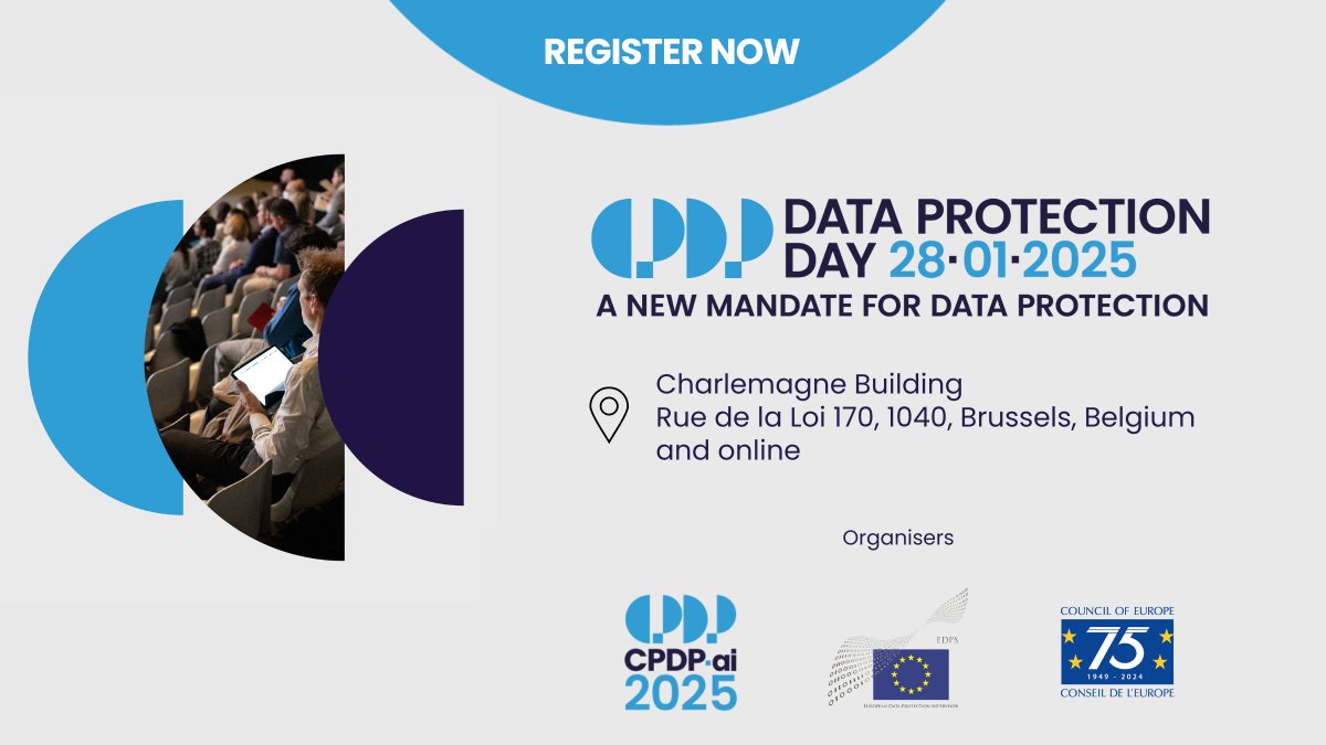 EDPS (@eu_edps) on Twitter photo 🚀#CPDP Data Protection Day
Join #EDPS, <a href="/coe/">Council of Europe</a>, <a href="/CPDPconferences/">CPDP Conferences</a> on 28 January 2025 to hear and discuss about the role of #dataprotection in the light of new #EU political mandates
✒️Register for in-person & online participation: cpdp-dataprotectionday.eu 🚀#CPDP Data Protection Day
Join #EDPS, <a href="/coe/">Council of Europe</a>, <a href="/CPDPconferences/">CPDP Conferences</a> on 28 January 2025 to hear and discuss about the role of #dataprotection in the light of new #EU political mandates
✒️Register for in-person & online participation: cpdp-dataprotectionday.eu