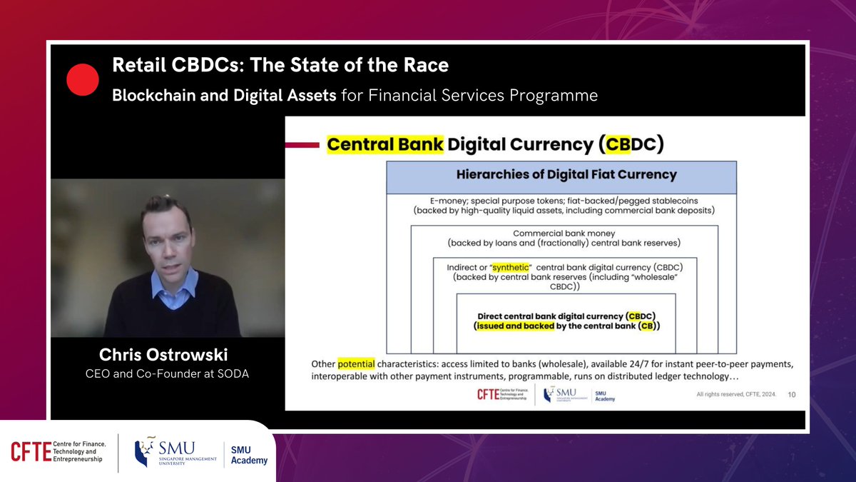 Last Thursday, we had the pleasure of hosting an insightful webinar on Retail Central Bank Digital Currencies (CBDCs) with <a href="/ChrisOstrowski_/">Chris Ostrowski</a>, CEO and Co-Founder of SODA! 🚀

In this engaging session, Chris shared his deep knowledge on how retail CBDCs are transforming public money