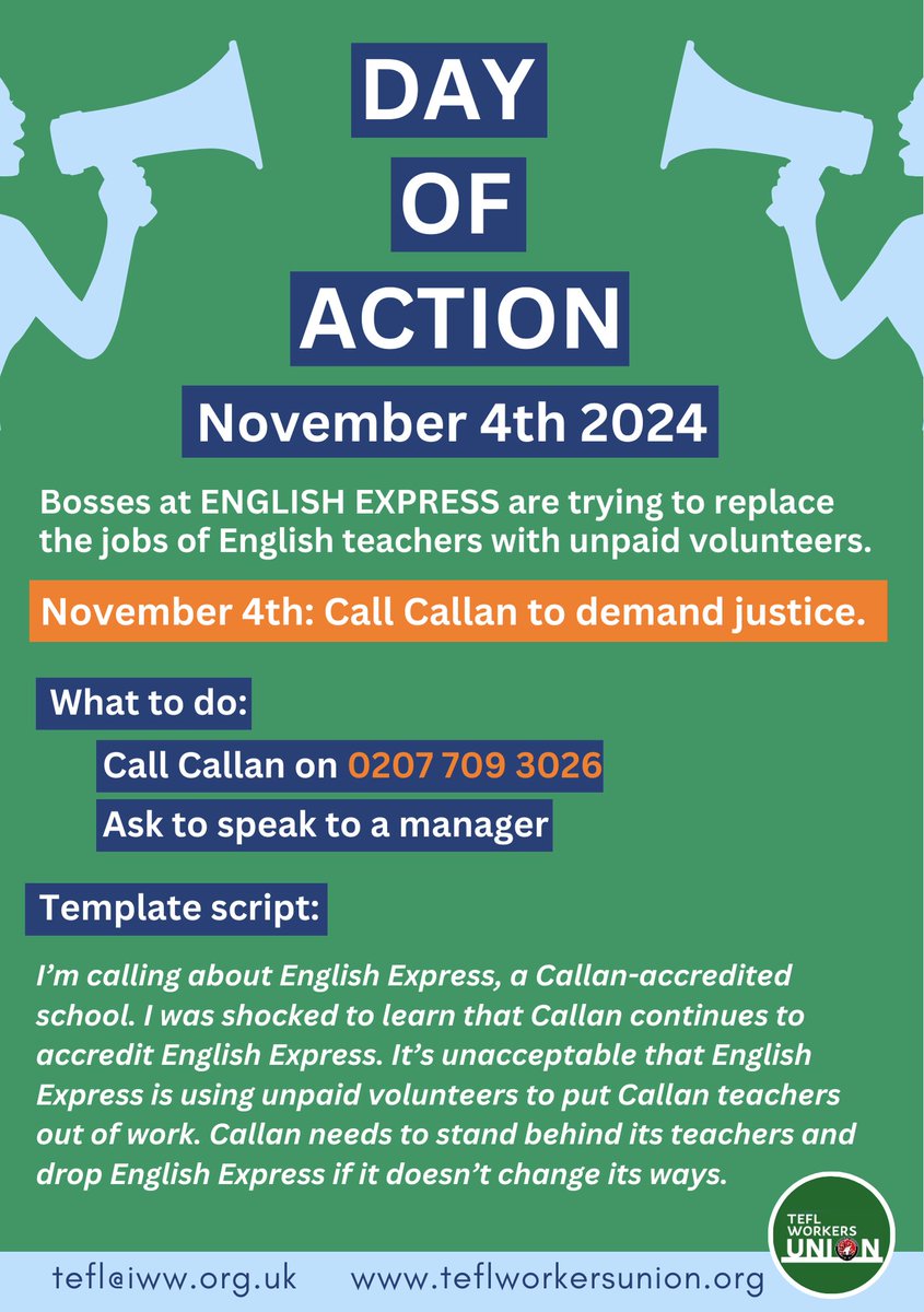 TEFL Workers' Union (@teflunion) on Twitter photo #TEFL friends, join us in demanding #justice for the teachers of <a href="/EngExpressUK/">English Express</a>!
Pls call, share, & r/t! ⬇️
More info:
teflworkersunion.org/exploitation-e…
<a href="/hughdellar/">hugh dellar</a> <a href="/jimscriv/">Jim Scrivener 🇺🇳🇪🇺🇬🇧🏴🇭🇺🇬🇪</a> <a href="/EapForSJ/">EAP for Social Justice 🧡</a> <a href="/sbrowntweets/">Steve Brown</a> <a href="/RobPlayfair/">Rob Playfair</a> <a href="/Vijay_Ramjattan/">Vijay Ramjattan</a> @RefugEAP @PrecariousAcad1 <a href="/WOCinELT/">Women of Color in ELT</a> <a href="/Post16Educator/">Post-16 Educator</a> #TEFL friends, join us in demanding #justice for the teachers of <a href="/EngExpressUK/">English Express</a>!
Pls call, share, & r/t! ⬇️
More info:
teflworkersunion.org/exploitation-e…
<a href="/hughdellar/">hugh dellar</a> <a href="/jimscriv/">Jim Scrivener 🇺🇳🇪🇺🇬🇧🏴🇭🇺🇬🇪</a> <a href="/EapForSJ/">EAP for Social Justice 🧡</a> <a href="/sbrowntweets/">Steve Brown</a> <a href="/RobPlayfair/">Rob Playfair</a> <a href="/Vijay_Ramjattan/">Vijay Ramjattan</a> @RefugEAP @PrecariousAcad1 <a href="/WOCinELT/">Women of Color in ELT</a> <a href="/Post16Educator/">Post-16 Educator</a>