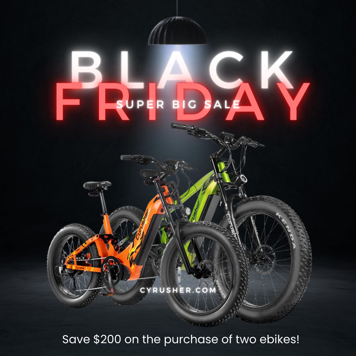 Don't miss out on the Cyrusher Black Friday Sale! Purchase amazing electric bikes at unbeatable prices. 🚲🚲🎉
Buy two electric bikes and save $200! Hurry and grab this deal now!
#cyrusher #ebike #blackfriday #sale
👉Shop now: cyrusher.com/pages/sales