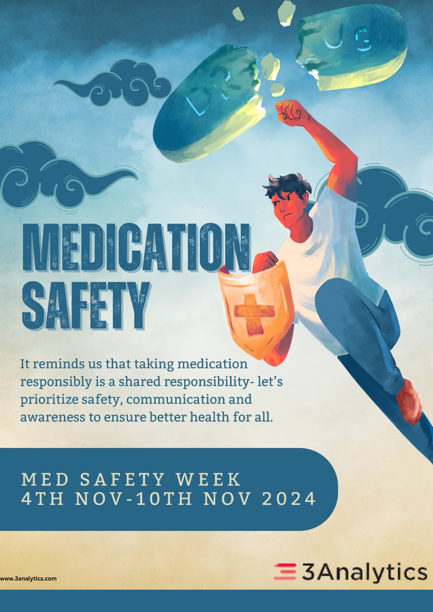 3Analytics1's tweet photo. Medication safety is everyone’s responsibility! 🛡️💊 This week, take a moment to understand your prescriptions, ask questions, and ensure you're taking the right doses.Knowledge is your best defense against medication errors. Together, we can create a safer health environment. https://t.co/wtxowso89N