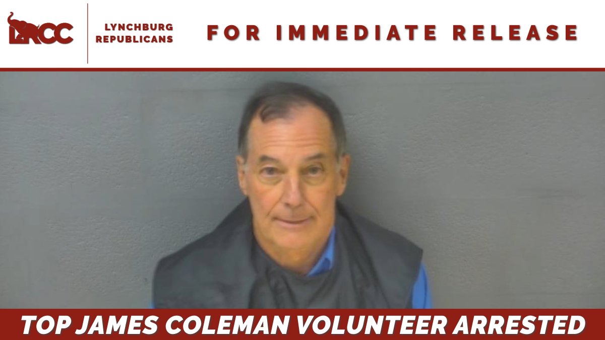 IMMEDIATE RELEASE - Top Volunteer for Democrat City Council Candidate ARRESTED for violating protective order against Republicans, allegedly photographing Councilman's wife.

mailchi.mp/lynchburgrepub…