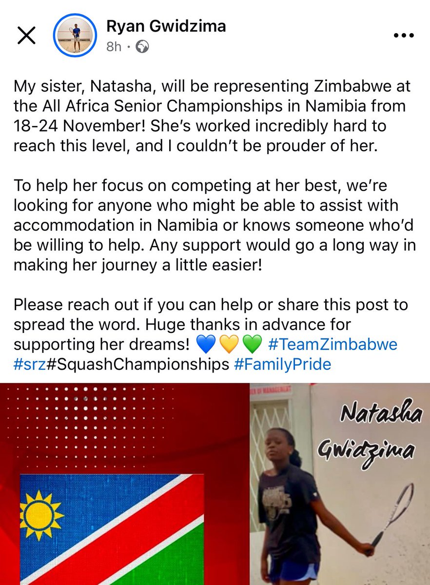 🔸Please spread the word and support this promising young athlete!#TeamZimbabwe🇿🇼

<a href="/SRCZimbabwe/">SRCZimbabwe</a>
