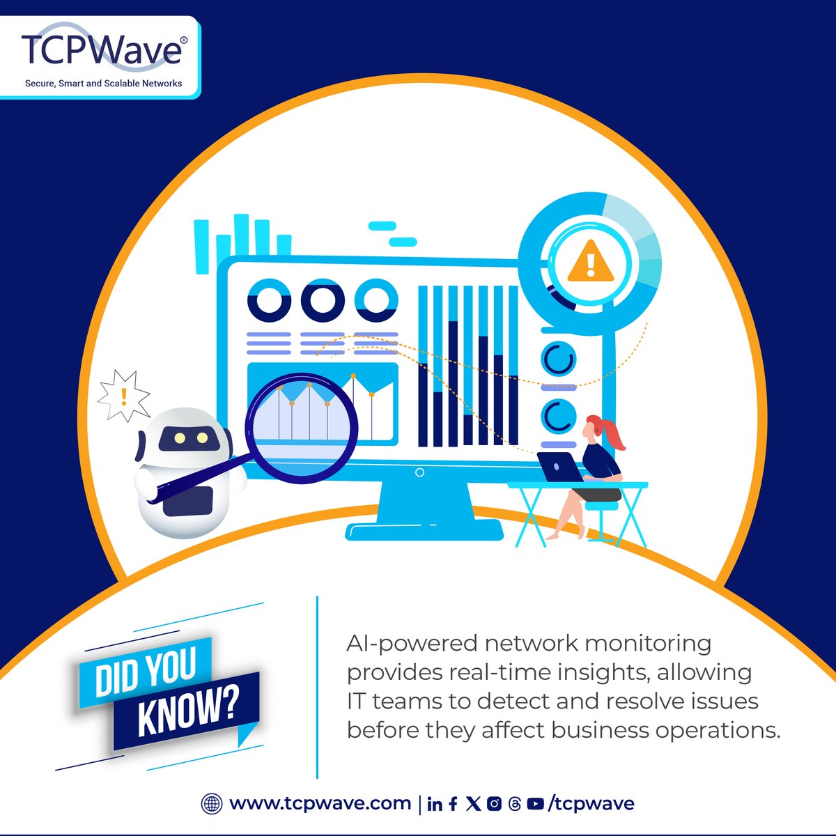 tcpwave's tweet image. #DidYouKnow? #AI-powered #network #monitoring delivers real-time insights, enabling IT teams to detect and resolve issues - protecting seamless business operations proactively.