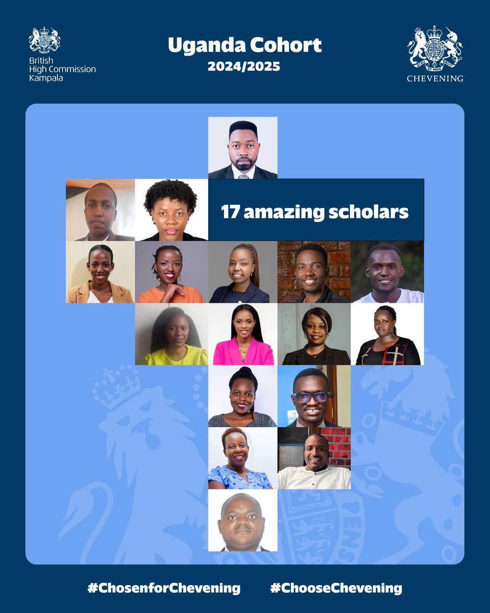 UK in Uganda 🇬🇧 🇺🇬 (@ukinuganda) on Twitter photo Delighted for the 17 🇺🇬 <a href="/CheveningFCDO/">Chevening Awards🇬🇧</a> scholars 2024/2025.
These are future global leaders who are currently pursuing their masters degrees in the #UK, courtesy of the 🇬🇧 Government.
You are next, apply for #Chevening on chevening.org/apply by 5 Nov 2024.
#ChooseChevening Delighted for the 17 🇺🇬 <a href="/CheveningFCDO/">Chevening Awards🇬🇧</a> scholars 2024/2025.
These are future global leaders who are currently pursuing their masters degrees in the #UK, courtesy of the 🇬🇧 Government.
You are next, apply for #Chevening on chevening.org/apply by 5 Nov 2024.
#ChooseChevening