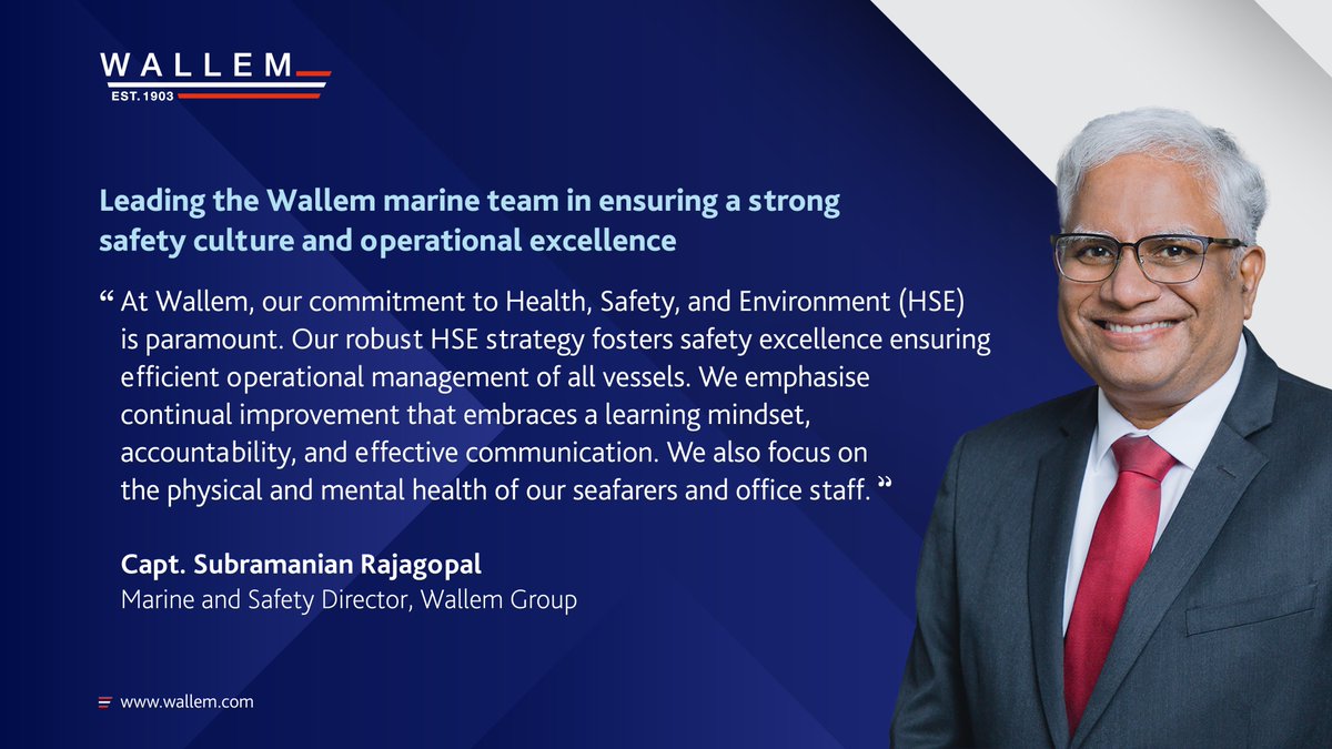 Meet Capt. Subramanian Rajagopal, Marine and Safety Director, Wallem Group.

#WallemGroup #ShipManagement