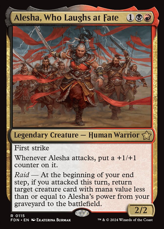 Jenn_the_Judge's tweet photo. #DailyRulesQuestion
#MTGFoundations
I control an Alesha with 4 +1/+1 counters. At the end step she triggers, in response you kill her. After she dies, my graveyard is Alesha, Grizzly Bear, and Colossal Dreadmaw. Which were legal targets for her ability and would be returned? https://t.co/FR3X8MuneA